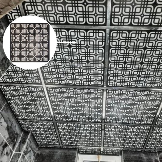 3D Декоративен Таванен Панел Модерна, черно - 60х60см
